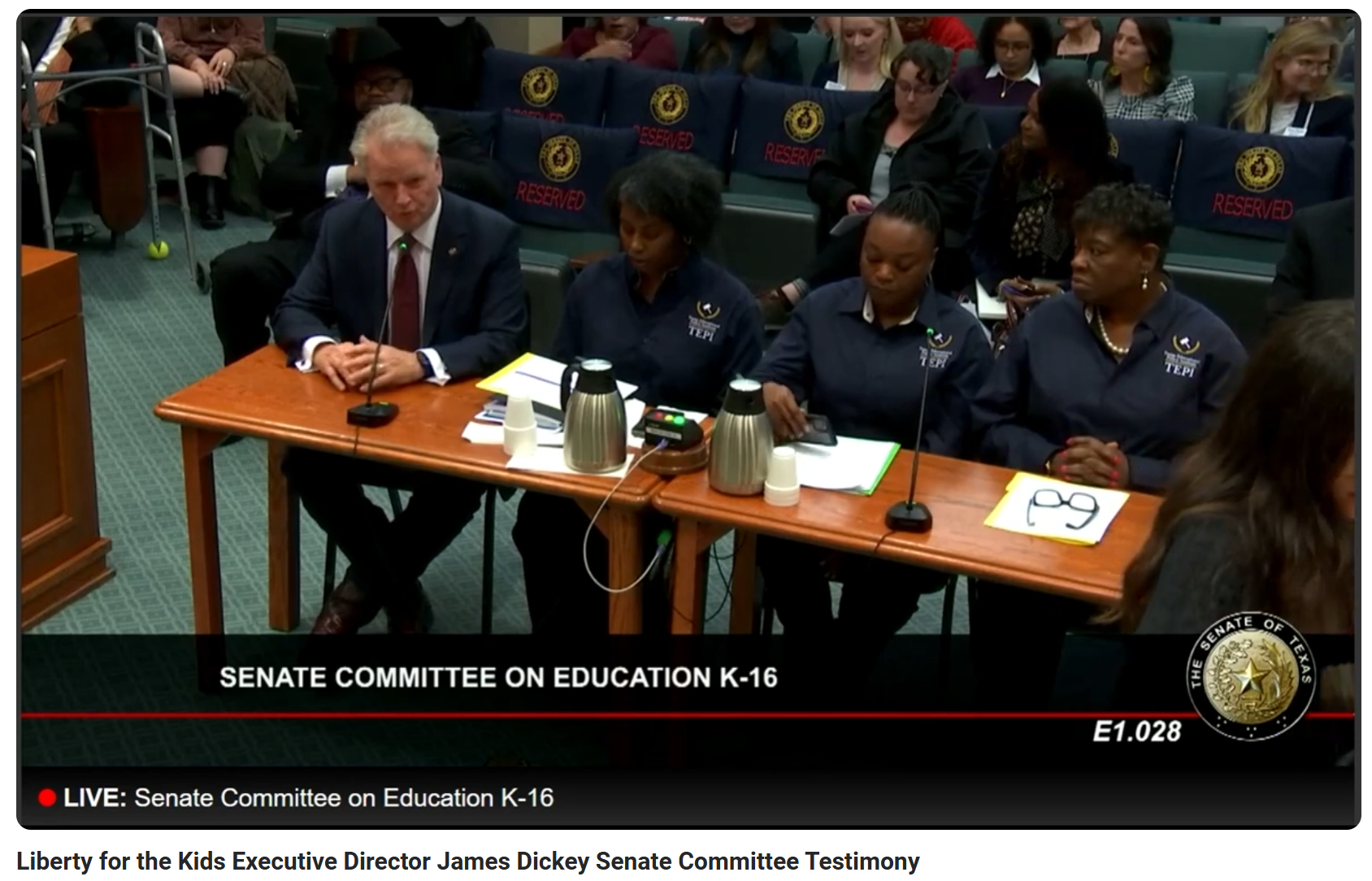James Dickey Testifies Before Texas Senate Committee
